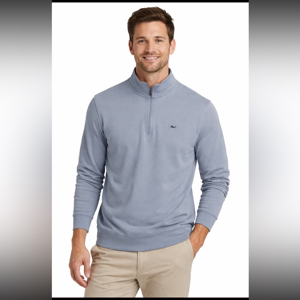 Vineyard Vines Men's Blue Small Saltwater long sleeve 1/4 Zip
